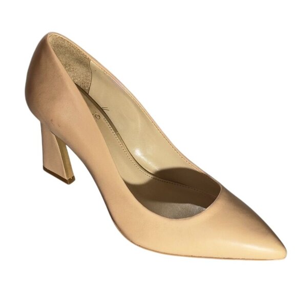 VINCE CAMUTO Thanley Women's Leather Pointed-Toe Heels Pumps Beige Size 8M - Picture 1 of 10